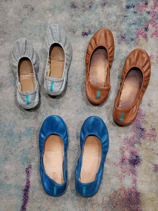 Tieks Shoes - 3 Pair Tieks - Silver Lake, Blue, And Brown - Size 9